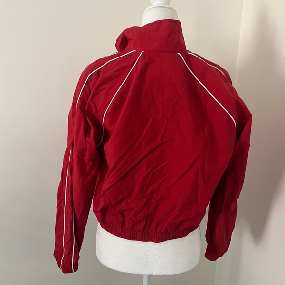 Abercrombie & Fitch Red Cropped Windbreaker Jacket White Piping 90's aesthetic - Picture 4 of 9